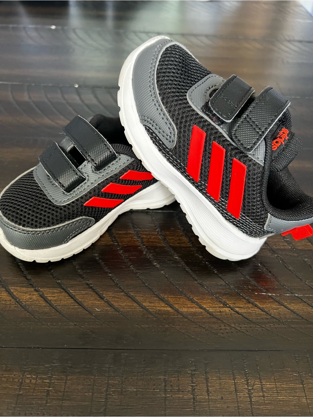 adidas Kids Black and Red Hook-and-Loop Sneakers